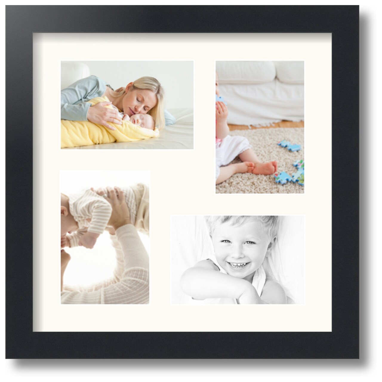 ArtToFrames Collage Photo Picture Frame with 4 - 4x6 inch Openings, Framed in Black with Over 62 Mat Color Options and Regular Glass (CSM-3926-178)